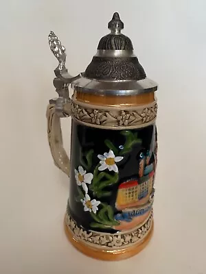 Munchen Handarbeit Made In Germany Lidded Beer Stein W/Zinn 952 Lid MINT • $24.95