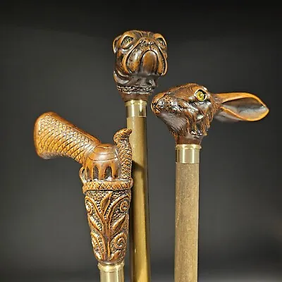 Lot Of 3-36  Antique Style Figural Walking Stick Cane • $300