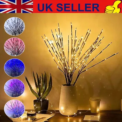 £8.88 • Buy UK 20 LED Branch Twig Lights Light Up Willow Tree Branches Christmas Decor 77cm