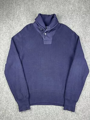 Polo Ralph Lauren Sweater Mens Large Shawl Collar Cotton Knit Button Vintage • $34.99