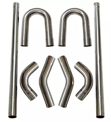 3  OD Stainless Steel Exhaust Pipe Mandrel Straight Bend Kit Universal Silver • $152.62
