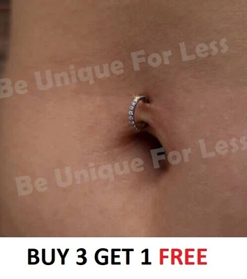 £3.99 • Buy Navel Hoop Bar Ring Belly  Diamante Ring Hoop Stud Small Ring  6mm 8mm