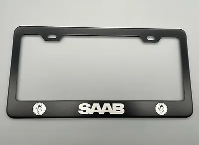 Saab Black License Plate Frame Stainless Steel With Laser Engraved  • $14.99