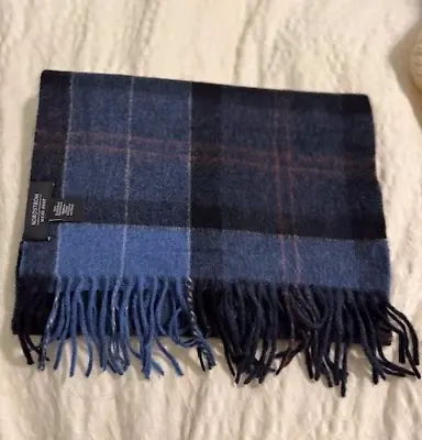 Nordstrom Cashmere Scarf Fringe Mens Tartan Blue Grey Plaid  NWOT • $36.99