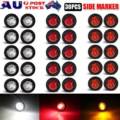 30x 3/4  Round LED Side Marker Clearance Lights Amber Red White Truck Trailer AU • $35.13