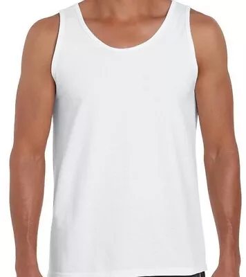 Mens Vest 100% Cotton Gym Training Tank Top T Shirt Sleeveless Summer Gym Summer • £2.99