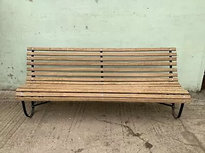 7`11  Long Large Refurbished Victorian Oak & Wrought Iron Garden 4 Seater Bench • £1250