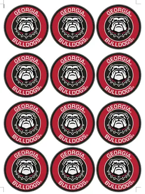 Set Of 12 Georgia Bulldogs Edible Paper Cupcake Cookie Toppers PRE CUT • $6