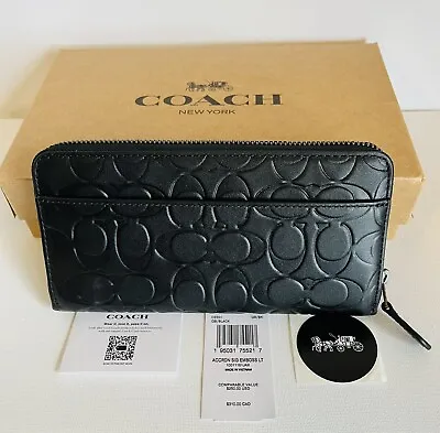 NWT Coach Men’s Embossed Accordion Zip Travel Wallet In Signature Leather  💎🔥 • £115