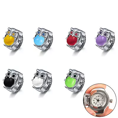 Men's Women's Cute Owl Finger Ring Watches Elastic Band Quartz Analog Watch Gift • $9.99