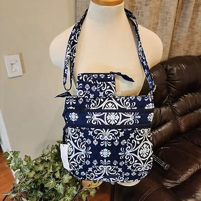 Vera Bradley Steel Blue Medallion Pattern Trio Zip Hipster With Coin Purse • $49.99