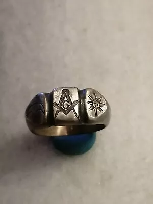 Antique  Rare  Old Masonic  900- Silver Ring US -75 • $185