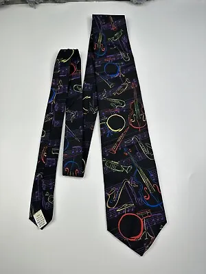 Ralph Marlin Jazz Music Notes Multicolor Men’s Novelty Tie Vintage • $2.99