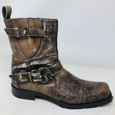 Mark Nason Distressed Leather Dragon Studded Boots Italy 67535 Sz 8-1/2 Italy • $225