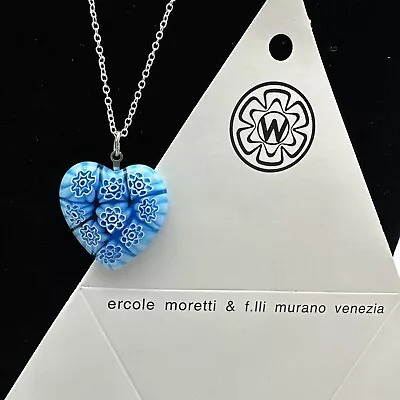 Authentic Murano Glass Millefiori Heart Pendant Necklace - ML - 5 • $25.99