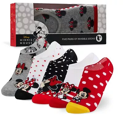 Disney Invisible Girls Socks Pack Of 5 Minnie & Mickey Low Cut Socks For Kids • £9.49