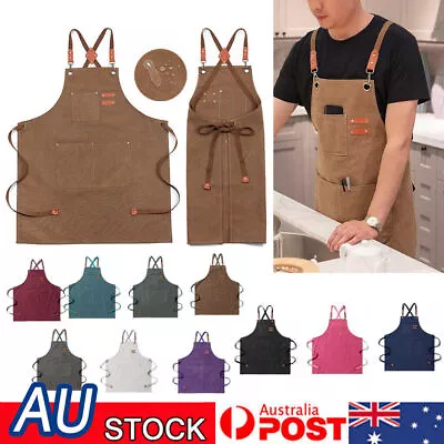 Canvas Tool Work Shop Apron Heavy Duty Woodworking Chef Workshop Unisex AU • $22.64