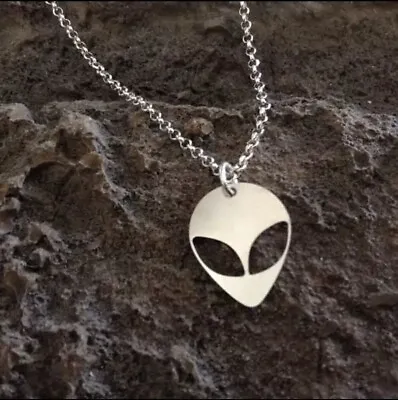 UFO Collection: Stainless Steel Alien Head Pendant Necklace With 20” Chain. • $6.99