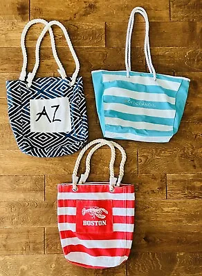 3 Cloth Beach Bags Moroccan Oil Boston AZ Bright Colorful Sturdy Rope Handles • $33.99