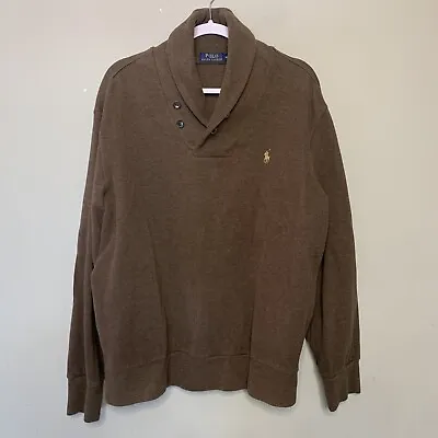 Polo Ralph Lauren Brown Cowl Neck Sweater With Elbow Patches Mens Sz XL • $31.50