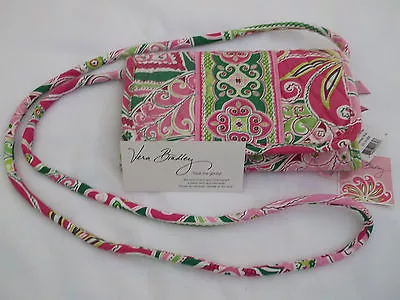 Vera Bradley PINWHEEL PINK Wallet SHOULDER CROSSBODY STRAP Clutch PURSE Coin NWT • $79.95