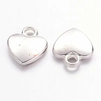 20 Heart Charms Silver Plated Colour 12mm X 10mm Love Valentines P00148A • £3.39