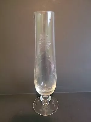 Vintage Floral  Etched  Bud Vase With  Stem Foot • $12.99