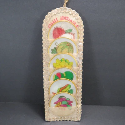 $14.89 • Buy Vintage Phillipines Capiz Shell Coaster Set Of 6 Watermelon Avocado Mango NIP