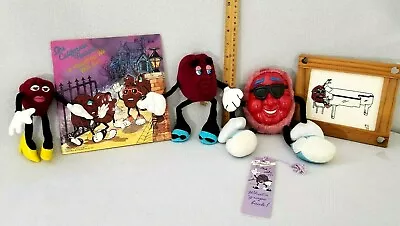 California Raisins Lot Of Vintage 6 Pieces 3 Plush Book Cross Stitch Bookmark • $14.96