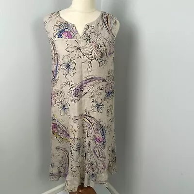 BNWT Terzo Millennio Size M Women's A-line Dress Floral Linen Italy • $24.97