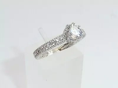 Hand Made Ladies 925 Sterling Silver White Sapphire Solitaire With Accents Ring • £24.25