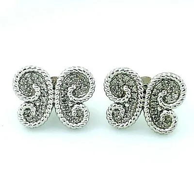 Olivia Sterling Silver Diamond Butterfly Shaped Stud Earrings Lot #23 • $89.99