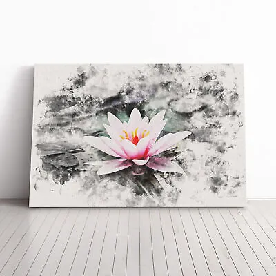 A Pale Pink Water Lily Canvas Wall Art Print Framed Picture Decor Living Room • £24.95