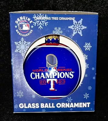 Texas Rangers 2023 World Series Champions GLASS BALL Ornament MLB NEW IN BOX • $27.88