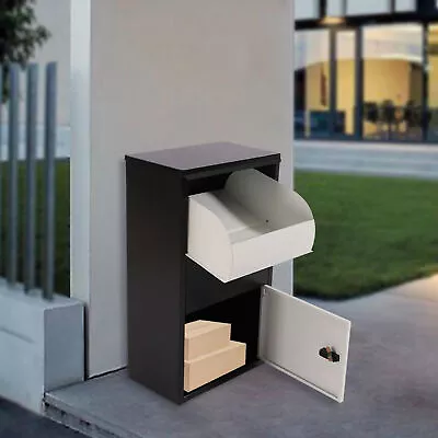 Black Package Delivery Box Mail Parcel Drop Mailbox Home Container Outdoor Porch • $119.70