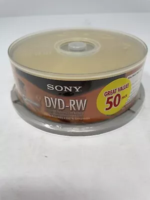 Sony DVD-RW 4.7GB 50 Pack 120m New Sealed Media Rewriteable • $25.95