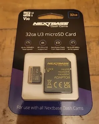 Nextbase Micro SD Card 32GB U3 For Nextbase Dash Cams New Factory Sealed Memory  • £17.99