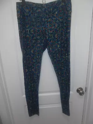 LuLaRoe Womens Multi Color Pattern Elastic Waist Soft Leggings Size TC 12-18 • $19.99