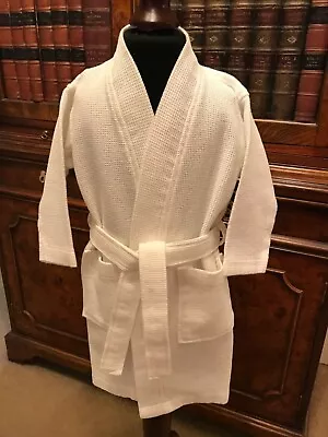 Child’s White Waffle Cotton Spa Style Robe Dressing Gown - Age 2-3 Years - New • £15