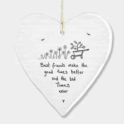 East Of India White Porcelain Message Hearts Family / Friends Gifts • £5.95