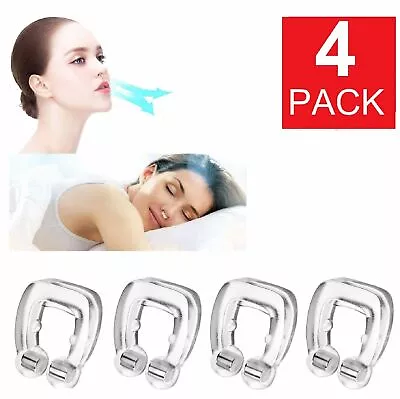 4PC Silicone Magnetic Anti Snore Nose Clip Stop Snoring Apnea Aid Device Stopper • $5.09