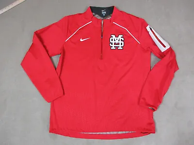 Mississippi State Bulldogs Jacket Mens Large Red Nike Fly Rush 1/4 Zip Pullover • $34.22