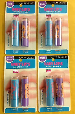 4 X Maybelline Baby Lips Electro Lip Balm  Duo Pack - Quenched & Peach Kiss NEW. • $59.46