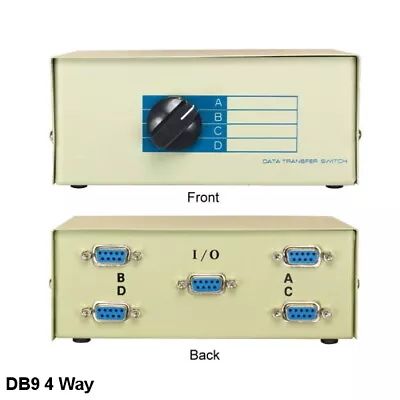 KNTK DB9 Female 4 Way Data Transfer Switch Box Rotary Type RS-232 D-Sub 9 Pin PC • $34.67