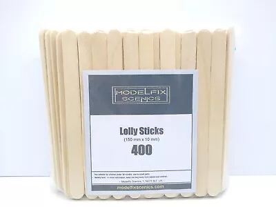 Modelfix Scenics 400 Long Wooden Lolly Sticks 150mm X 10mm For Model Making • £20.29