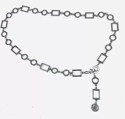 Michael Kors Womens Logo Chain Belt Silver Tone Metallic Adjustable 37” • $19.99