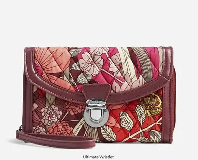 NWT Vera Bradley Bohemian Blooms Ultimate Wristlet Wallet Floral Pink Claret $54 • $24.90