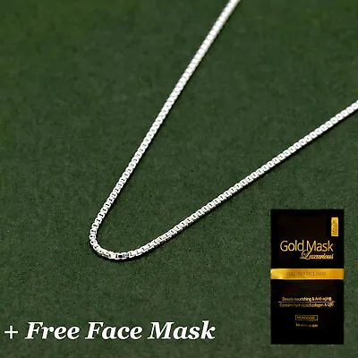 Genuine 925 Sterling Silver Box Chain Necklace 14  - 24  Lengths- Face Mask • £5.80