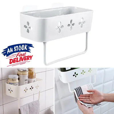 Tidy Wall Storage Basket Kitchen Caddy Rack Shower Suction Shelf Corner Bathroom • $12.59