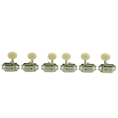 Kluson Vintage 3+3 Oval White Button Nickel 2 Row Tuners Fit Gibson KD-3-NPDR • $50.40